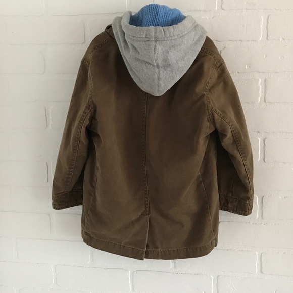 Gap Kids - Brown/olive green Denim jacket layering with gray vest Kid Size 4 - Picture 1 of 6